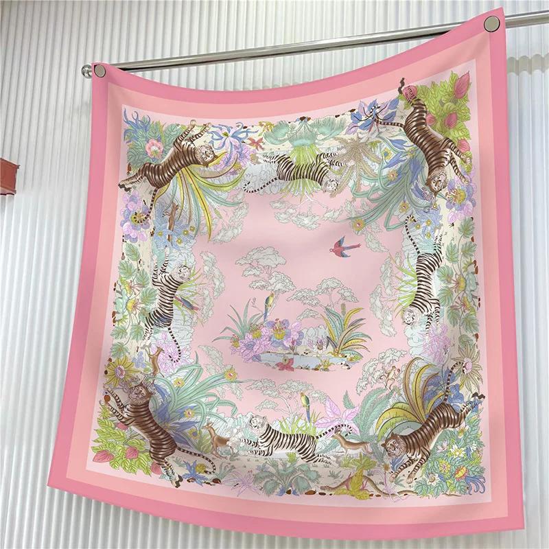 New Year Gift 90cm Large Square Scarf Scarf Women'S Scarves Spring And Autumn Style Fashion Shawl European American Twill Print