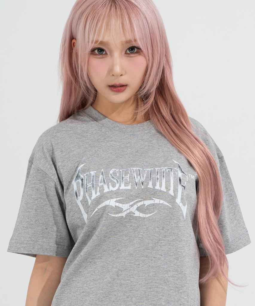 Peijeuhwaiteu [Phase_2] Vintage Chrome Logo Tee_Melange / 8802026-St02