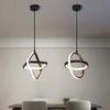 Modern Minimalist LED Chandelier Black and White Round Square Living Room Dining Room Bedroom Bedside Decorative Lighting