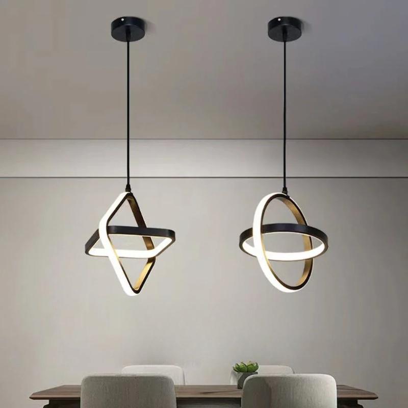 Modern Minimalist LED Chandelier Black and White Round Square Living Room Dining Room Bedroom Bedside Decorative Lighting