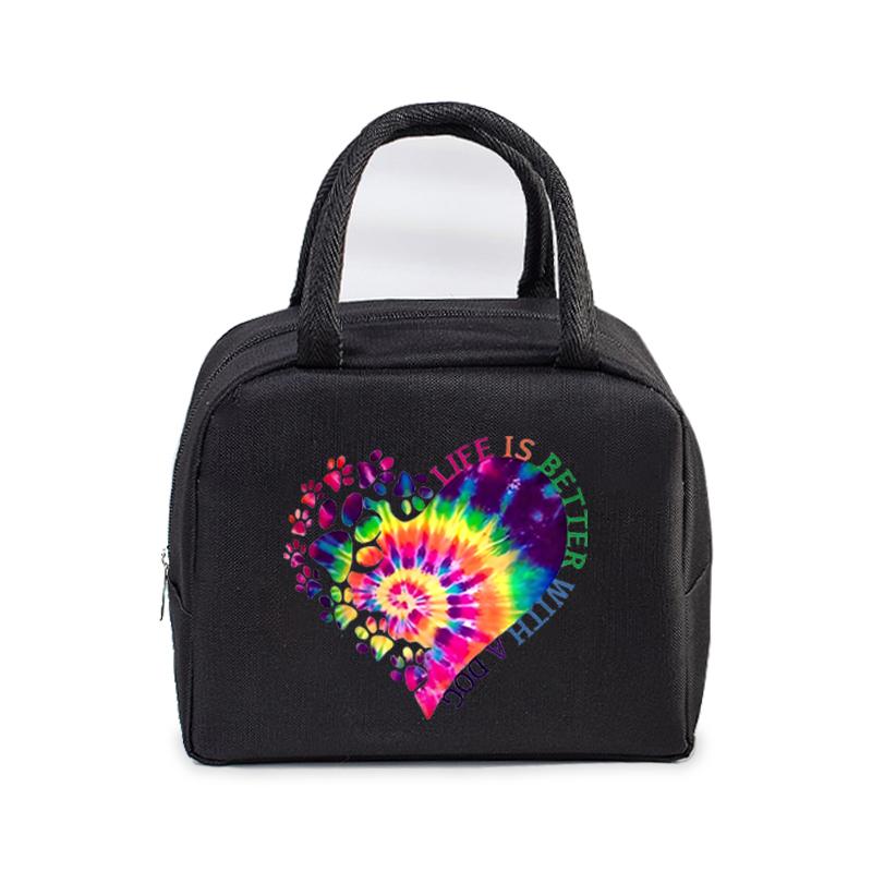 Portable Lunch Bags Dachshund Heartbeat Print Women Men Thermal Insulation Lunch Box Children School Lunch Bento Storage Handbag