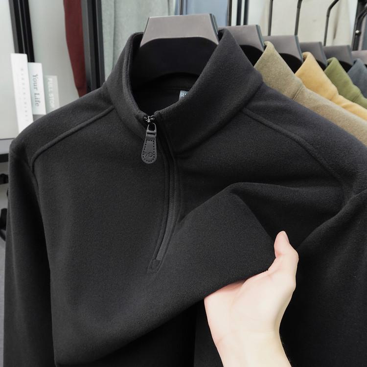 Men's 2025 Winter Double-Sided Fleece Half-Zip Long-Sleeve Casual Warm Base Layer Sweatshirt