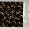 Floral Dragonfly Shower Curtains Butterfly Dandelion Purple Flowers Watercolour Art Polyester Bathroom Curtain Decor With Hooks