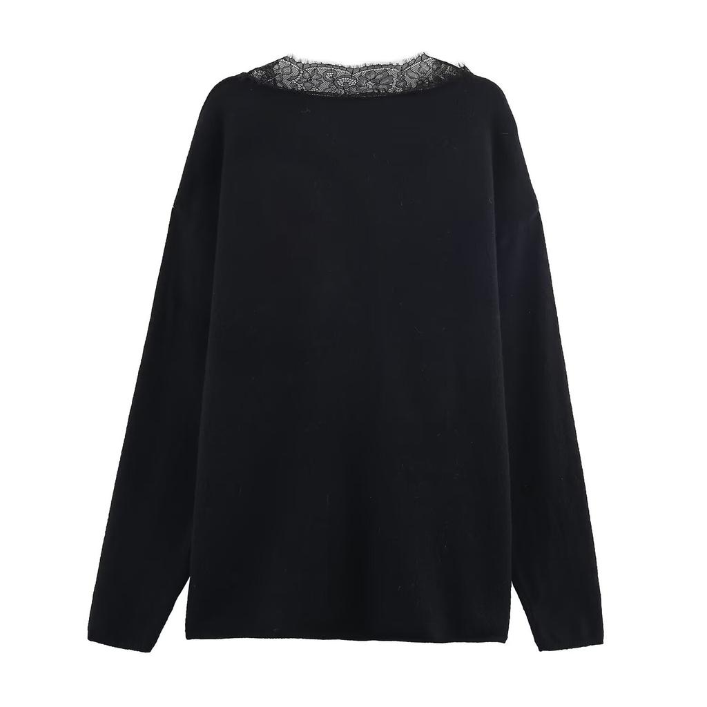 European and American style, new women's clothing, foreign style, fashionable, casual, lace knitted sweater 5755125