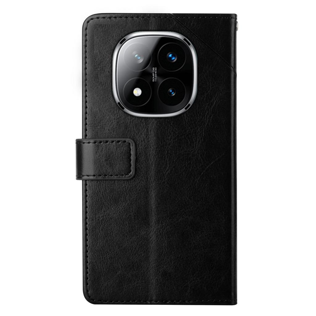 HT01 Dla Xiaomi Redmi Note 14 Pro+ 5G/Note 14 Pro 5G/Poco X7 5G Etui Skórzany Pokrowiec na Telefon z Nadrukiem Linii w Kształcie Y