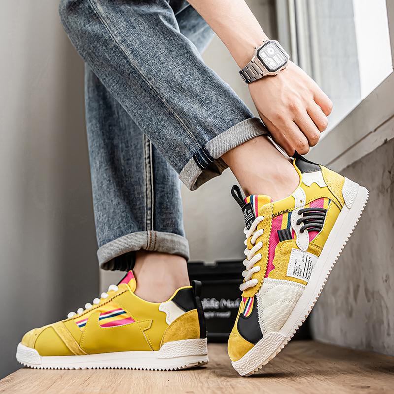 Trend Green Casual Sneaker Man Personality Patchwork Designer Men's Shoes Comfort Lace-up Flat Skateboard Shoes Men Casual Shoes