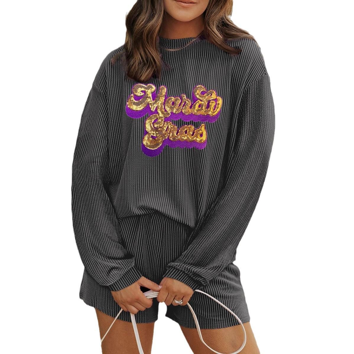

Shiying Women s Retro American Two-Piece Set: Spicy Girl Long-Sleeve Print T-shirt & Casual Autumn Outfit Extra Large чорний