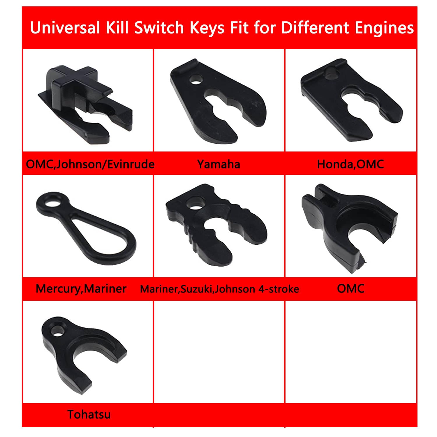 Universal Boat Kill Switch Keys Lanyard, Outboard Jet Ski Cord Tether Siut for Mercury, Yamaha, Honda, Tohatsu, Johnson, Evinrude, Suzuki