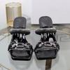 Large size cool slippers women's new metal buckle one-word drag special-shaped heel rhinestone sandals women