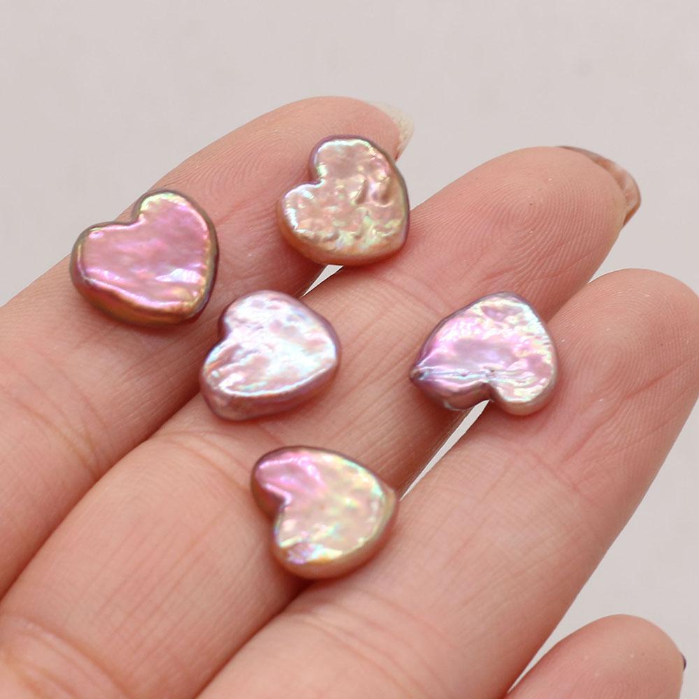 1Pc, Purple Natural Shell Beads Without Hole, Romanticism Style Handmade Heart Loose Beads, 1.2-1.3cm, for DIY Jewelry Making or Home Decor Women Gift