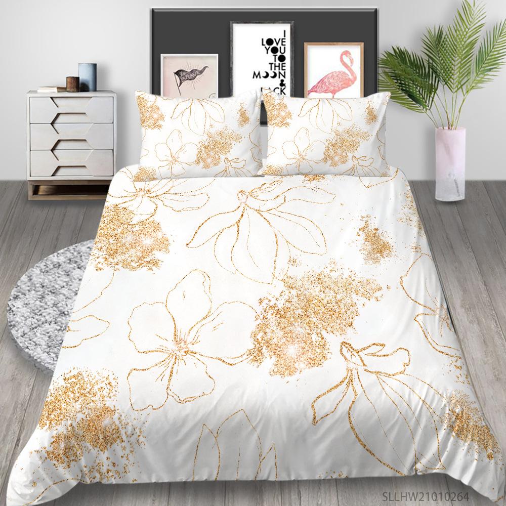 Cartoon Painting 3D Digital Printing Quilt Cover Pillowcase Two Three Piece Set Polyester