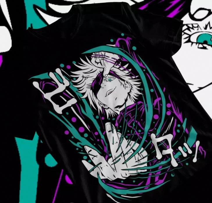 Anime Jujutsu Kaisen Gojo Satoru Black Tshirt Anime Unisexga Black Tee S