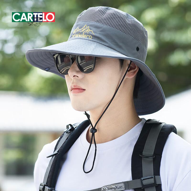 CARTELO Sun Hat for Men, Wide Brim UV Protection Hat, Breathable Foldable Outdoor Sun Hat for Summer Fishing Hiking Fisherman Hat
