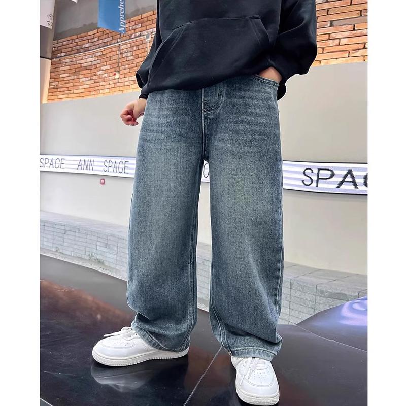 5-14Y Jungen Jeanshosen Frühling Kinder Weite Beine Gerade Hosen Herbst Locker Geschnitten Freizeit Hosen Kinder Trendige Jogginghosen