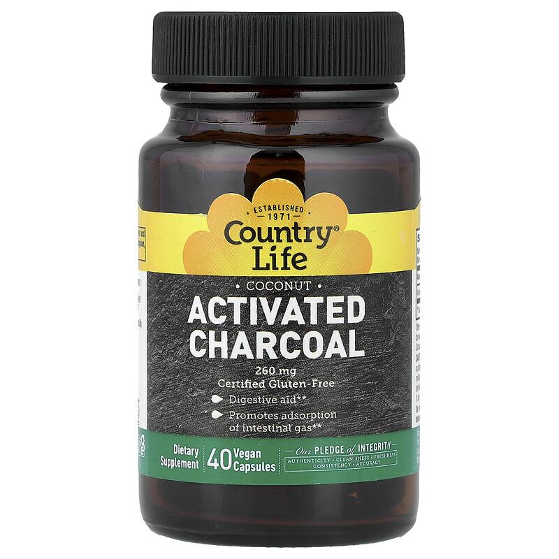 Activated Charcoal, Coconut, 40 Vegan Capsules (260 Mg Per Capsule)