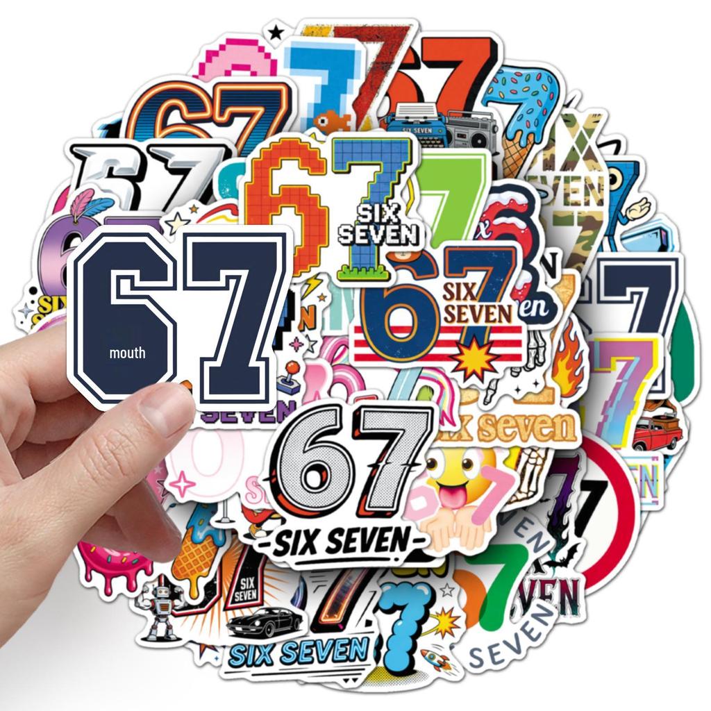 50 Sheets of American Hot Meme Stickers: 67 Waterproof Decorative Stickers for Helmets and Phones
