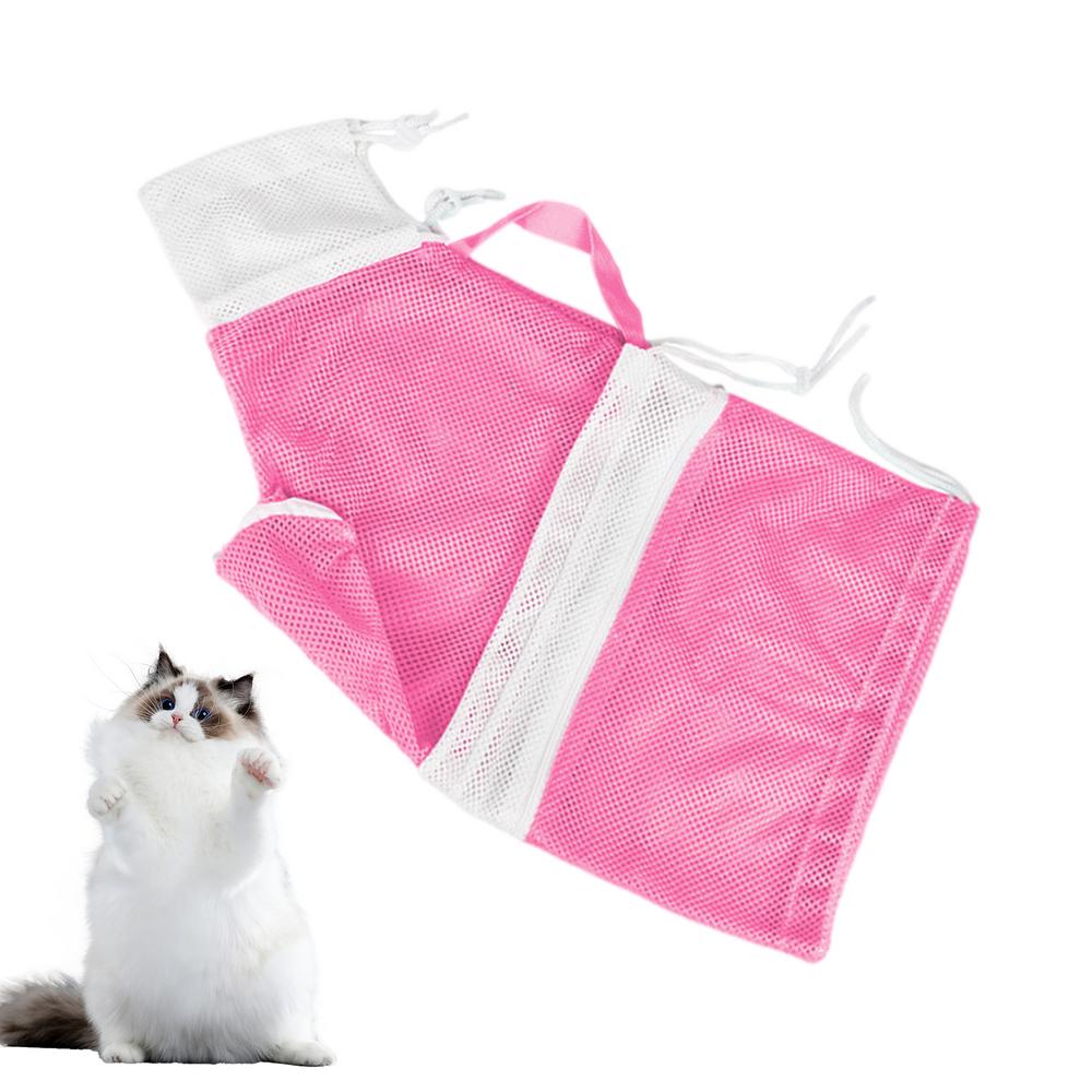 Cats Shower Net Bag Breathable Anti Scratch Cat Bathing Bag Loose And Removable Pet Grooming Bath Bag For Bathing Daily Clean
