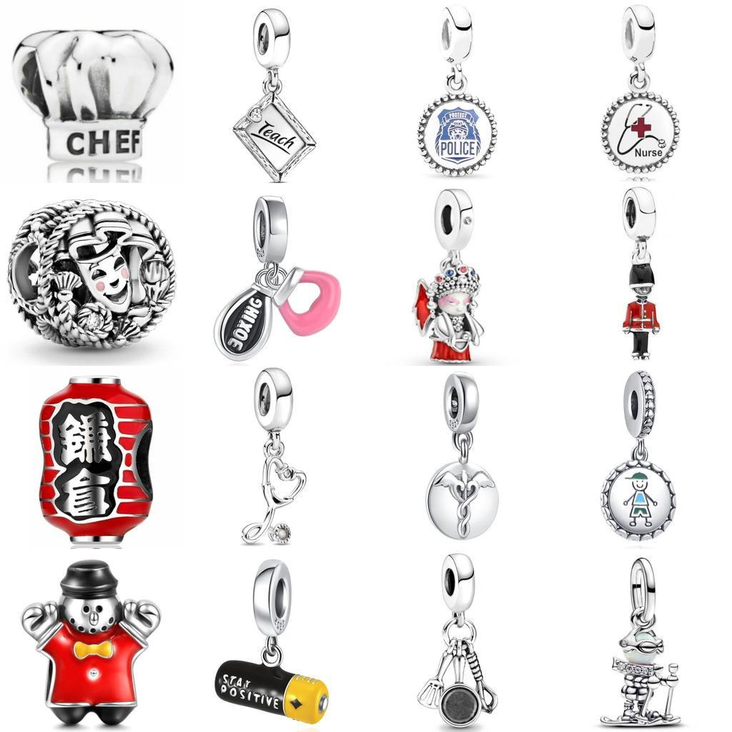 Novo Pingente Chapéu de Chef Estetoscópio de Professor Contas Charms Pulseira Colar Acessórios de Joias em Prata 925