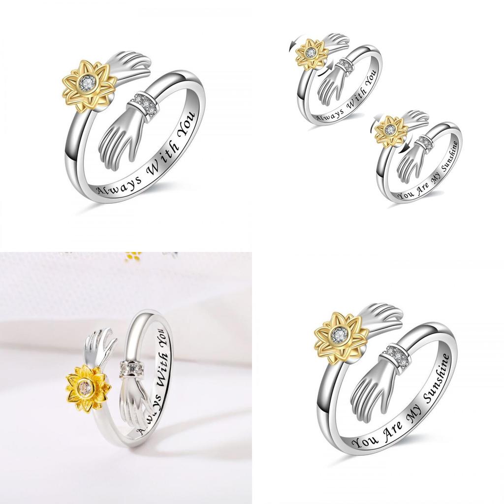 Cross-border Bestselling Floral Ring With Adjustable Sunflower Design Delicate And Charming Hand Accessory