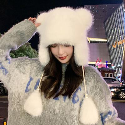 New Hat for Women In Autumn and Winter Northeast Big Head Wielding Lei Feng Hat Outdoor Riding Cold Winter Warm Ear Protection Hat