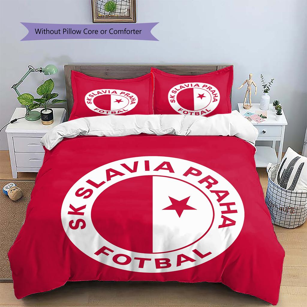 SK Slavia Praha Pattern Bedding Home Decoration Birthday Gift (1 * Duvet Cover + 2 * Pillowcase, Without Core)