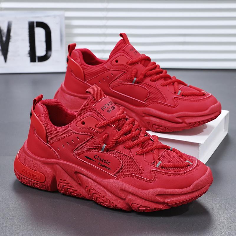 

Нове модне чоловіче низьке зручне взуття осені та зими, дихаючі повсякденні кросівки 44 червоний