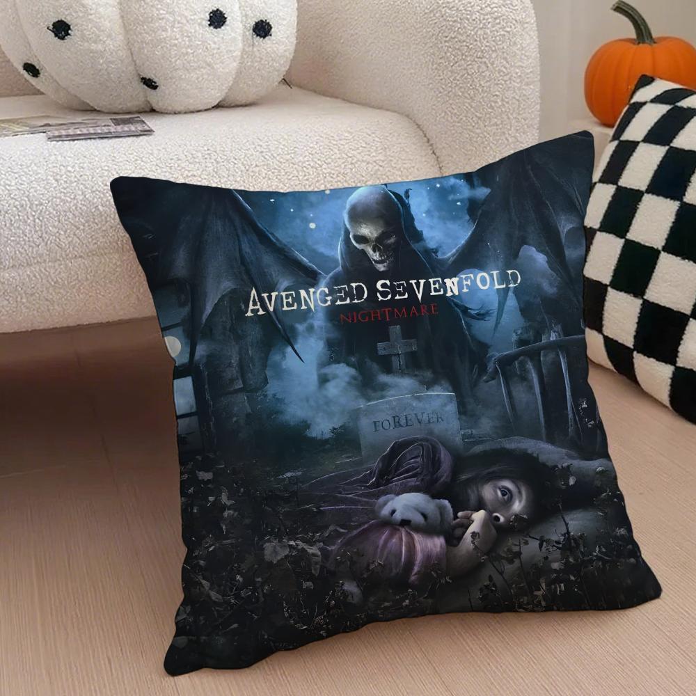 Metal American Band AAvenged Sevenfold Cushion Cover Throw Pillow Cover Hidden Button Durable Polyester Chair Cushion