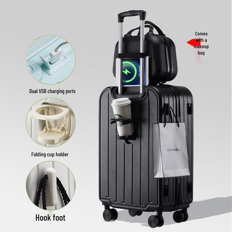 Li Shen Stylish Textured Black Luggage Set