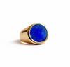 Round Flat Lapis Lazuli Ring, 925 Solid Sterling Silver, Pure Copper Ring, Signet Ring for Men Women, Gift for Her