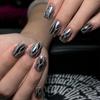 24 Stück Flammen Künstlicher Nagel Schwarz Farbverlauf Aufdrücknagel Quadratisch Aufkleben Nagel Glitzernder Falscher Nagel für Frau