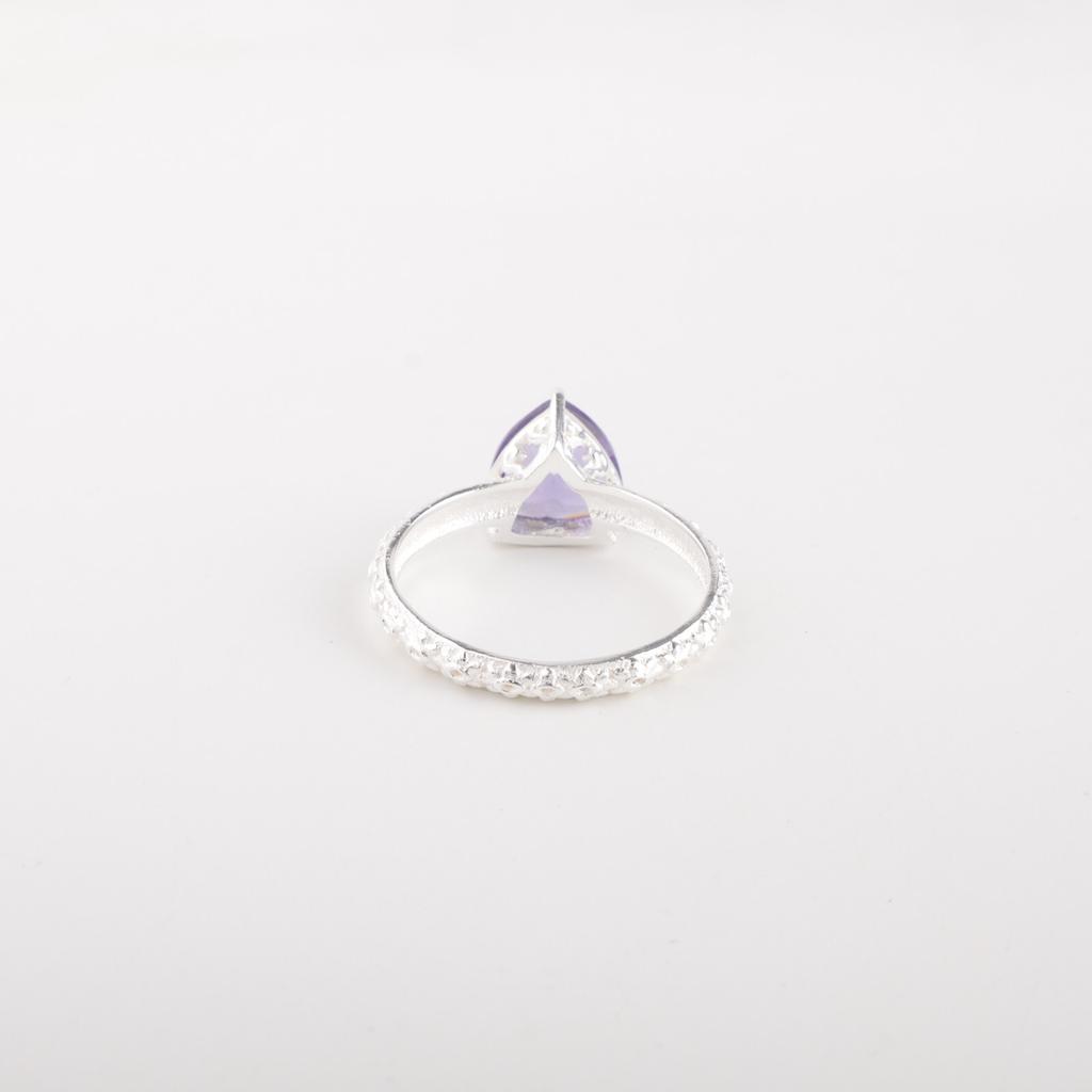 Iolite Gemstone 925 Solid Silver Jewelry Handmade Prong Set Trunnion Cut Ring CZR-10-12