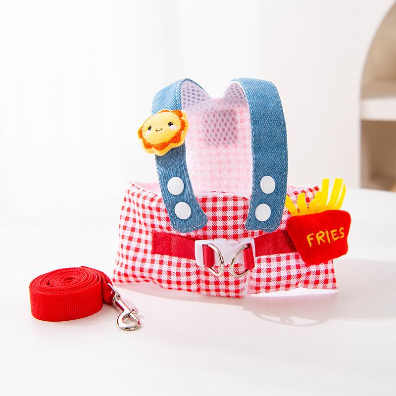 Pet leash set, harness, cat hat, dog clothes, outdoor dog leash, small dog hat, sunshade, cute