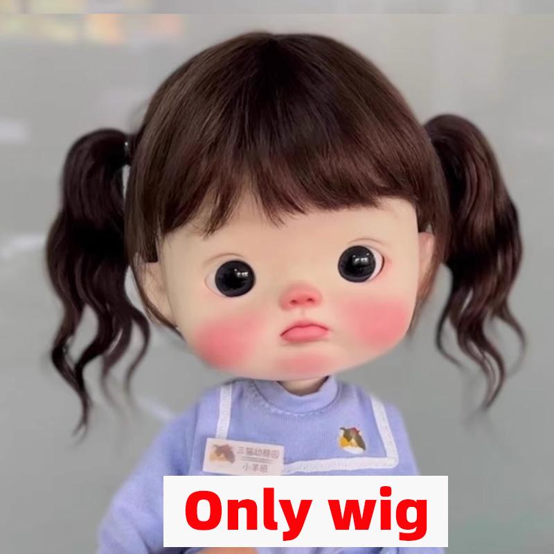 BJD Wig Qbaby Blyth Amydoll Cute Soft Bangs Ponytail with Long Hair For Big Head Doll Dolls Toy Doll Accessories 10 Inches