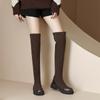 Krazing Pot Flock Autumn Winter Shoes Med Heels Size 43 Stovepipe Boots Round Toe Keep Warm Zipper Over-the-knee Boots