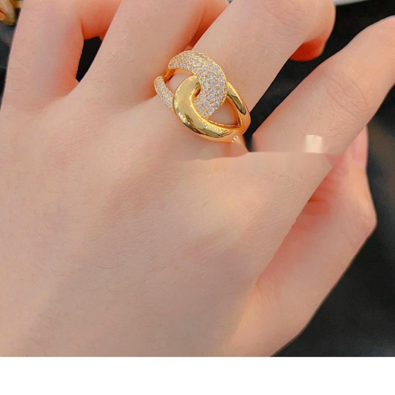 BELLA BOX French Antique Treasure Inlay Drill Glaze Gold Plated Ring Suitable For Women's Daily Party Fashion Jewelry