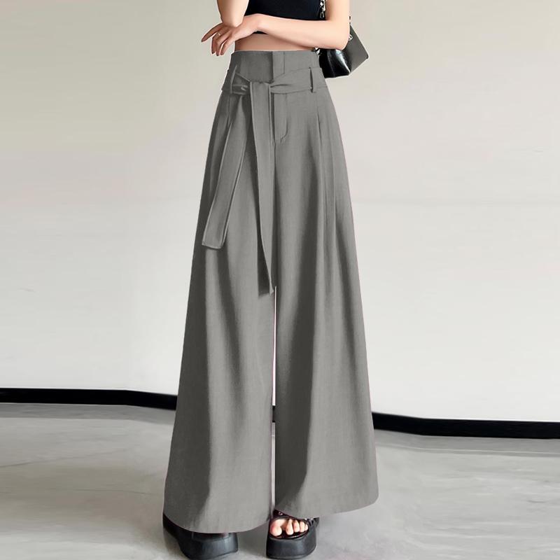 ZANZEA Womens Casual Elastic Waist Solid Color Loose Wide Leg Pants