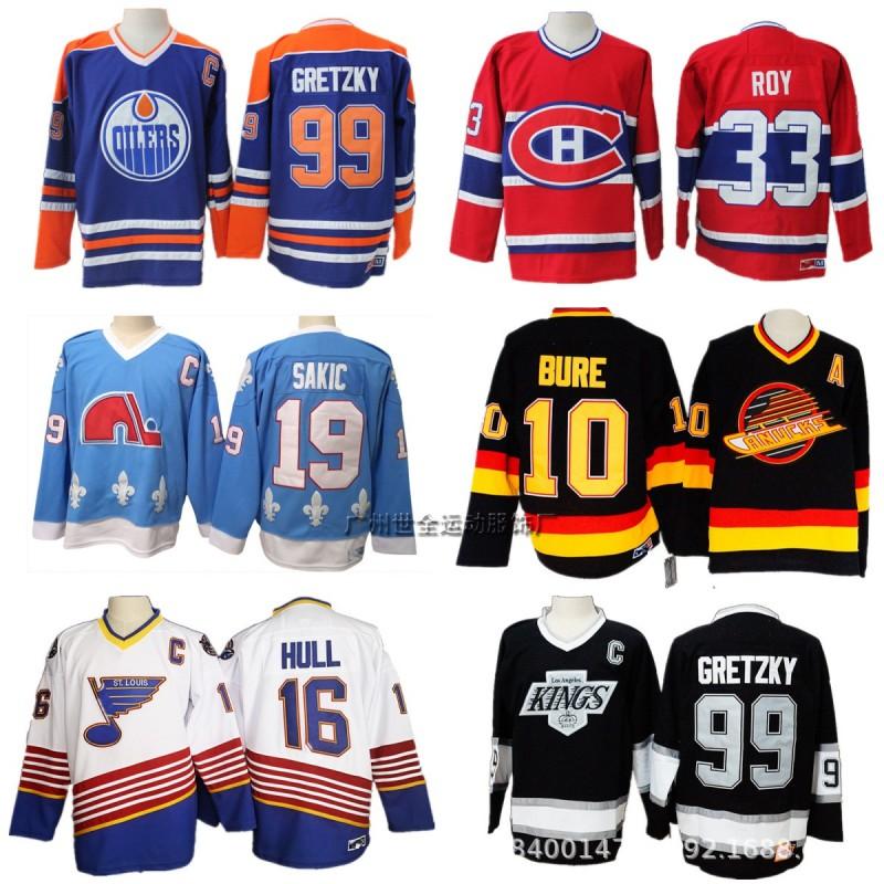 Mens Retro Ice Hockey Jersey NHL Team Apparel Vancouver Canucks St. Louis Blues Detroit Red Wings Los Angeles Kings