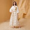 SW67 Ethnic Sequin Burnout Evening Dress with Puff Sleeves for Muslim Women - Jalabiy Style
