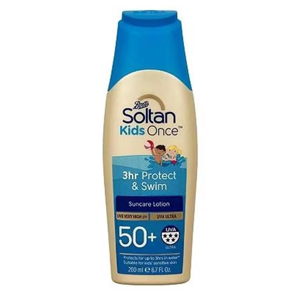 Soltan Sun Care Lotion 200ml 1 Pack Kids Protect & Swim Soltan Kids Once 3hr Protect & Swim Suncare