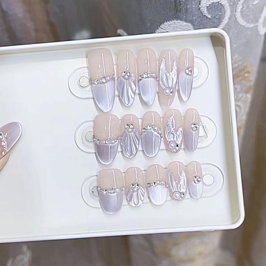 Unghii Autocolante Violet Armură Tricotate Manual Coadă de Pește Cochilie Tridimensională Pictate Manual Ochi de Pisică Temperament Pur