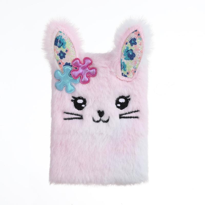 Mini Girly Plush Rabbit Notebook - Portable Diary for Kids
