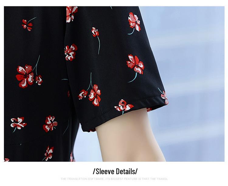 2026 Plus Size V-Neck Floral A-Line Dress - Tummy Covering, Slimming, Summer Wear with Slit