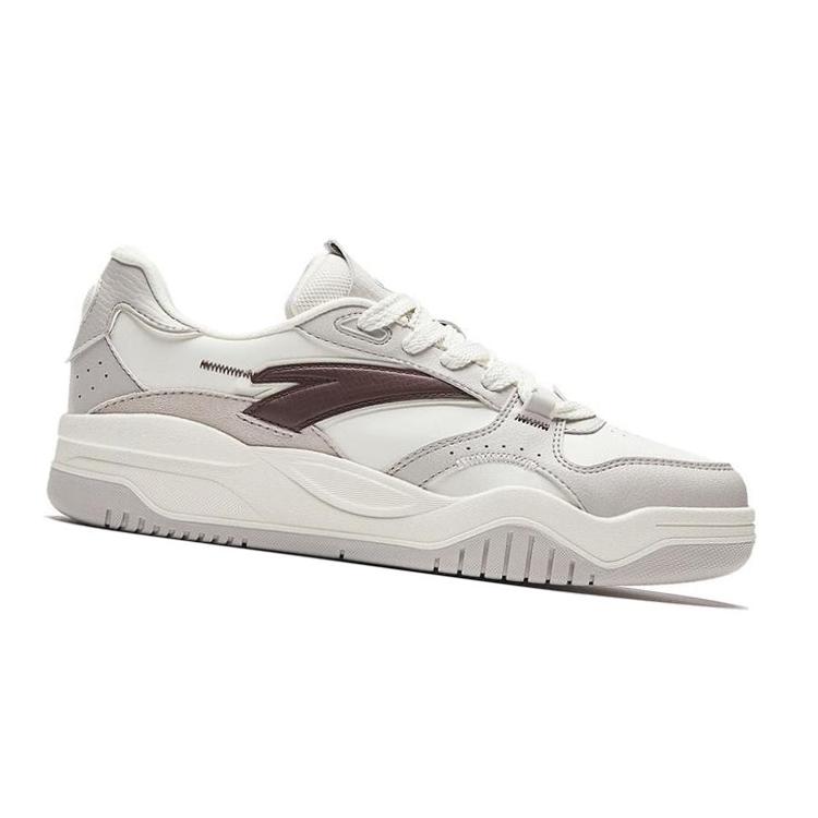 New Anta Wave Shoes Slip Resistant Low Top Skateboard Shoes Women's White Gray 922348003-3