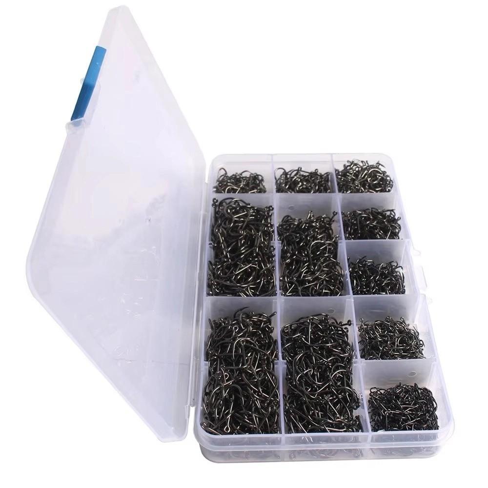 1000Pcs Carbon Steel Fishing Fixed Hooks Durable Barbed Fishing Hooks  Sea Tackle Accessories