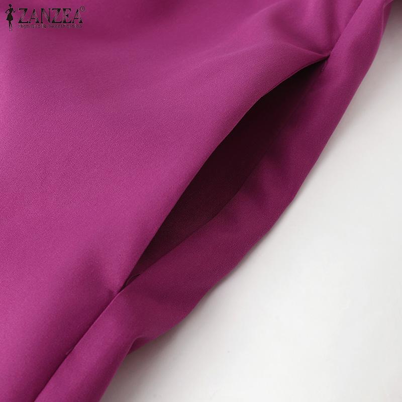 ZANZEA Women Casual O-neck Short Sleeve Floral Embroidery Dress