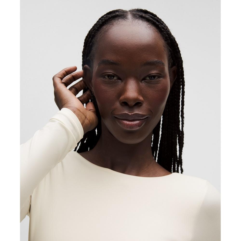 Lululemon Wundermost Ultra Soft Nulu Boatneck Scoop Back Long Sleeve Bodysuit Light Ivory