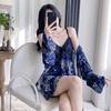 2025 Women's Gold Velvet V-Neck Pajamas - Long Sleeve, Mid-Length, Loose Fit, Autumn Fairy Style Homewear