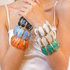 High-End European & Asian Gradient Acrylic Patchwork Bangle - Retro Exaggerated Style Wristband for Women