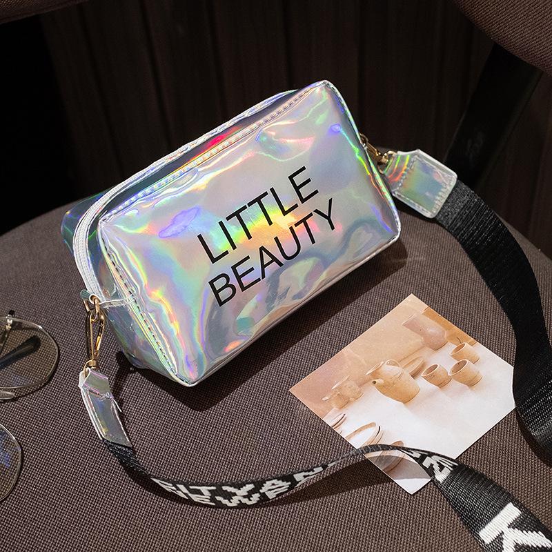 2023 Korean Style Women's Laser Print Crossbody Square Bag - Casual PU Shoulder Handbag