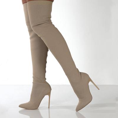 Dama Iarna Peste Genunchi Cizme Femei Toc Inalt Pantofi Slip On Varf Ascutit Cizme Lungi Femeie Dimensiune